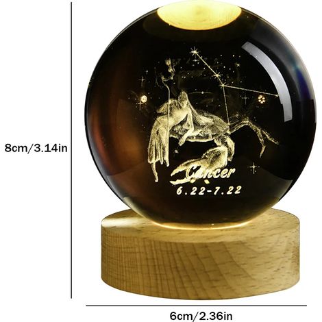 Veilleuse boule de cristal (lumière colorée), lampe sculptée en 3D, décoration intérieure (1/2)