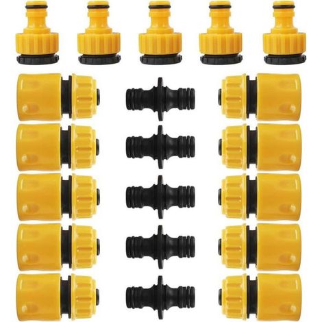 Garden Hose Connector, 10 pcs 1/2" Hose Quick Connectors, 5 pcs Double Hose Connectors and 5 pcs 3/4" Tap Connectors, Plastic Garden Hose Tap Connector (1/5)