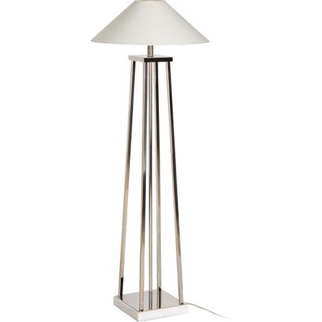 Lampara De Pie 25X25X127 Marmol Blanco/Metal Niquel Sin Pantalla (1/4)