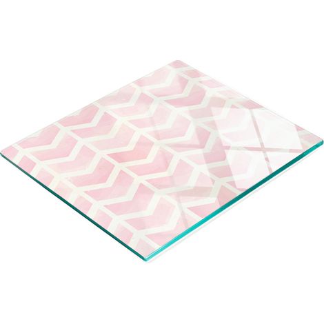 Tabla de cocina de vidrio templado con dise帽o decorativo de espiga, 60x52 cm. (1/5)