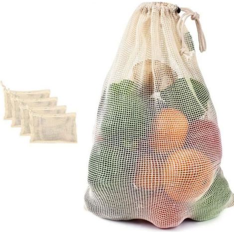 4 Sacs De Cuisine En Coton Sacs à Légumes En Filet De Coton Sacs à Légumes En Filet De Coton Réutilisables (25cmX20cm) (1/5)