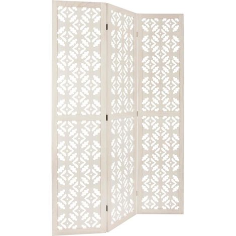 Paravent motif ethnique coloris Blanc - 170 x 120 cm -PEGANE- (1/2)