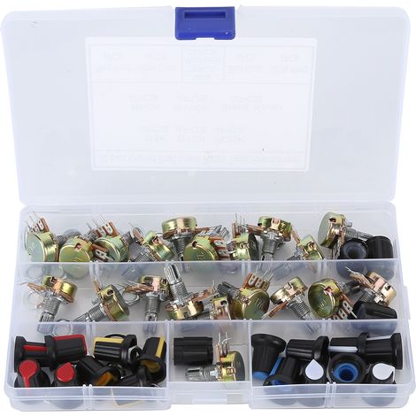 Kit de potentiomètres B5K B10K B20K B50K B100K, 80 pièces, ensemble conique linéaire avec bouton pour contrôle Audio