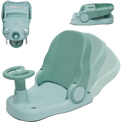 Siege de Bain pour Bebe de 6 à 24 Mois, Chaise de Bain avec Dossier Réglable et 4 Ventouses, Siege de Bain Pliable Antidérapant, Siege Baignoire Bebe, Ergonomique Siège de Douche pour Bébé (1/5)