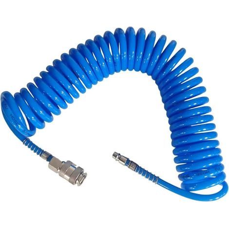Tuyau Air Comprimé 6 m, PU Tuyaux Compresseur d Air, Tuyau Pneumatique Antidéflagrant avec 1/4" Connecteur, Diamètre 5 × 8 mm, pour Transport de Gaz(Bleu) (1/4)