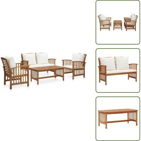 Banco de jardín - vidaXL Muebles de jardín 4 piezas con cojines madera maciza de acacia - Sillas de jardín