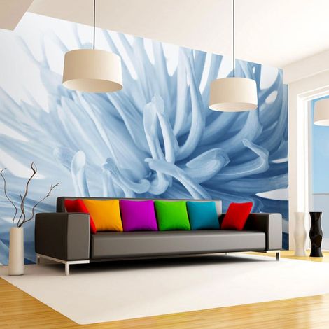 Papier peint fleur de dahlia bleu - 350 x 270 cm (1/4)