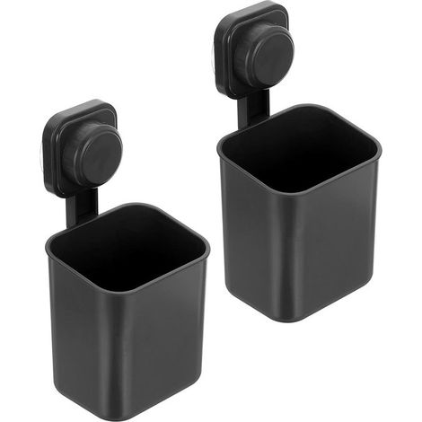 Lot de 2 porte-brosses à dents autocollants, en ABS robuste, avec ventouse, réutilisables, pour brosses à dents électriques et manuelles, 12 x 10 x 7,5 cm, blanc (1/5)