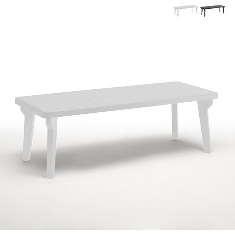 Idroweb – Table de jardin extensible 160-220x90cm polypropylène – Résistante aux intempéries – Pour 6-8 personnes – Finition mate blanche