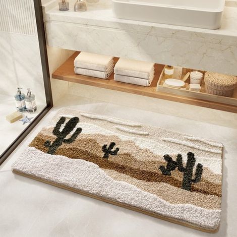 Tapis de salle de bain - Tapis de bain antidérapant - Tapis en microfibre antidérapant - Kaki (1/5)