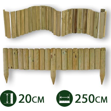 1PZ BORDURA AIUOLE FLESSIBILE LEGNO PINO IMPREGNATO Ø 5 CM 20X250 H GIARDINO nx1 (1/2)