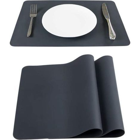 Ensemble de 2 protège-tables en silicone pour enfants, 40x30 cm, lavables et antidérapants (1/4)