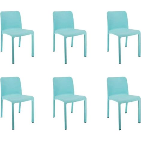 Pegane – Lot de 6 chaises de jardin empilables en résine bleu azul – Résistantes aux intempéries – Dimensions 48x53x80 cm – Pieds antidérapants (1/4)