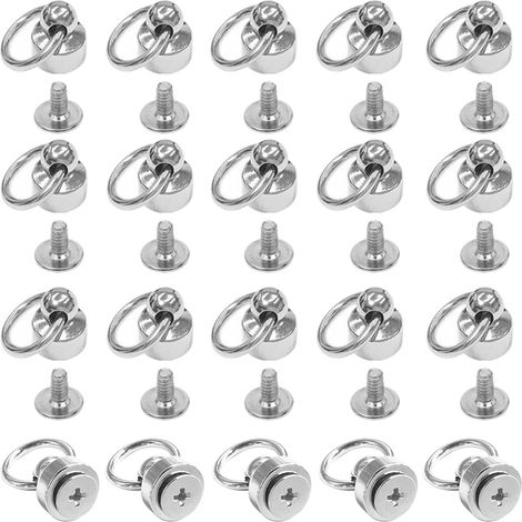 Rivets avec Anneau en Métal 20 Pièces Clous à Rivets en Laiton Argent avec Vis Massif Bouton Rond Goujons en Laiton Rivets Ronde pour DIY Accessoires Créatifs pour Cuir Coque de Téléphone (1/5)