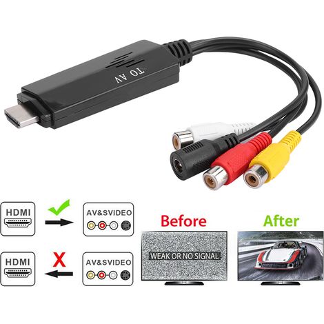 Convertisseur HDMI vers AV RCA 1080P HD pour TV, DVD, VCR - Câble Adaptateur Mâle/Femelle