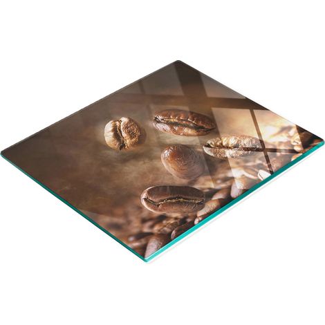 Piatto decorativo multifunzionale in vetro per cucina, con motivo chicchi di caffè e fumo, 60x52 cm. (1/5)