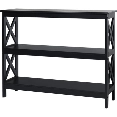 Consola/Mesa auxiliar 100 x 33 x 80 cm con estante abierto estilo rústico industrial MDF negro 200018730