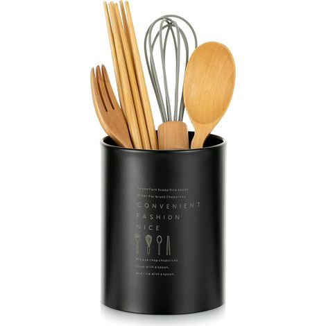 Kitchen Utensils Cutlery Holder: Black Pot Drainer Cutlery Storage Rack Vertical Nordic Style Vintage Kitchen Utensils Stainless Steel Kitchen Utensils Sturdy and Durable with Matt Surface Storage (1/5)