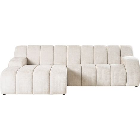 Divano angolare sinistro tessuto ciniglia beige - BELADON (1/4)