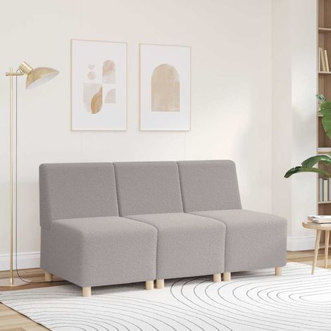 Modulares Sofa ohne Armlehnen Hellgrau 55 cm Gelockter Wollstoff