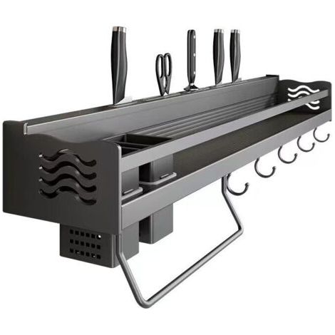 QORVA
-Étagère à Épices,Étagère de Cuisine Murale Sans Perçage Porte-épices avec 6 crochets amovibles,Peut placer des épices,suspendre des spatules,des cuillères et d'autres ustensiles de cuisine,de