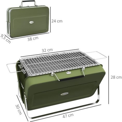 Mini Barbecue à Charbon de Bois Portable 47x30x28 cm, avec Charbon de ...
