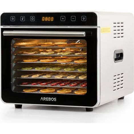 AREBOS Essiccatore 700W 19L Acciaio Inox 8 Griglie LED Touch Timer Frutta Verdura Carne Erbe Aromatiche (1/5)