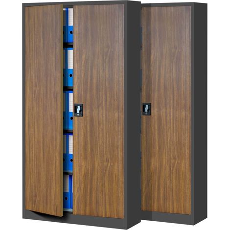Lot de 2 Armoires de Bureau Métalliques 4 Étagères 185x90x40 cm (1/5)