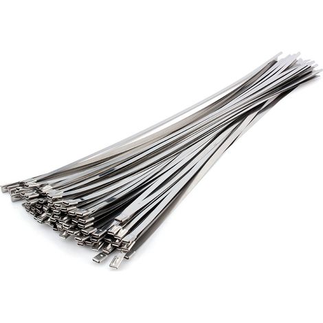Attache de câble en acier inoxydable 50x500mm, collier métallique à verrouillage, lien de serrage pour tuyau d'échappement, lot de 10, usage extérieur (1/5)