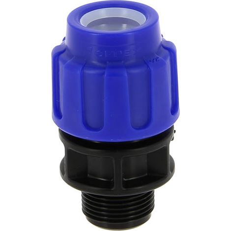 Raccord polypropylène compression 10bar Mâle 3/4 PE Ø20