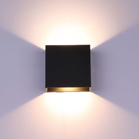 12W dimmbare Wandleuchte für den Innenbereich, moderne schwarze LED-Wandlampe, Mini-vertikale Metall-Wandbeleuchtung für Wohnzimmer, Schlafzimmer, Flur, Warmweiß 10x10x10cm