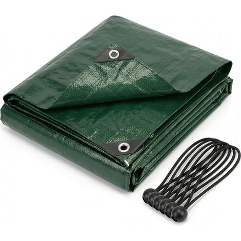 1 Bâche 2x3m Toile 200g/m² Étanche Œillets Inox Tendeurs Jardin Camping Bois (1/5)