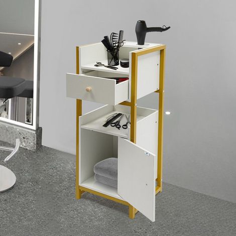 34 x 30 x 85 cm Étagère de rangement pour outils de coiffure Étagère à deux niveaux pour outils de salon de coiffure Avec tiroirs Capacité de charge : 22,05 lb (1/5)