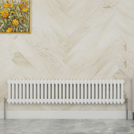 SKY Bathroom 300x1460mm 2 Column Radiator Horizontal White Traditional Column Radiator