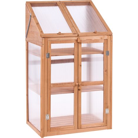 Invernadero de balcón de madera de 3 niveles puerta doble panel transparente marrón claro Volvera (1/5)