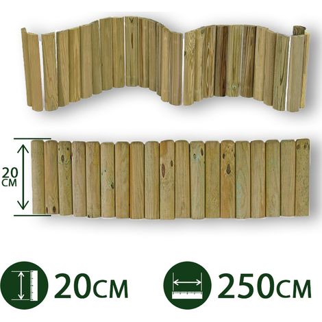 2PZ BORDURA PER AIUOLE ROLLBORDER LEGNO DI PINO CM 20X250 PER FIORIERE GIARDINO nx1 (1/2)