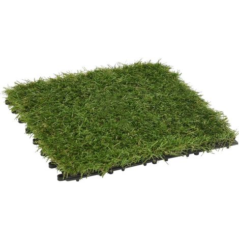 vidaXL Piastrelle in Erba Sintetica 11 pz 30x30 cm Verde