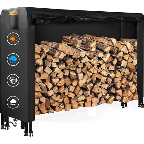 Bâche Extérieur 244x61x124 cm Abri Bois de Chauffage avec Couverture Imperméable 500D Oxford Porte-bûches pour bois de chauffage extérieur (porte-bûches non inclus) (1/5)