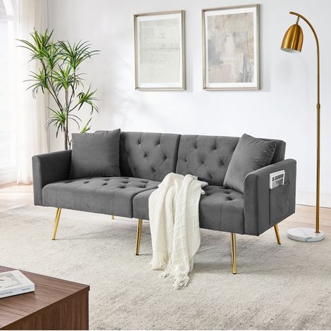 Sofa mit 3-fach verstellbarer Rückenlehne Grau OKMYHOME (1/5)