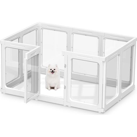Parc pour Chien en Acrylique Transparent, clôture Portable 60 cm pour Chiots et Chiens de Petite et Moyenne Taille, Usage intérieur et extérieur, 10 Panneaux