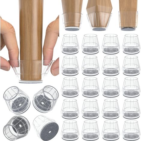 Lot de 24 protections de sol en silicone pour pieds de chaise en bois dur, en caoutchouc épais, coussinets antidérapants pour protéger les sols en bois des rayures et réduire le bruit (1/5)