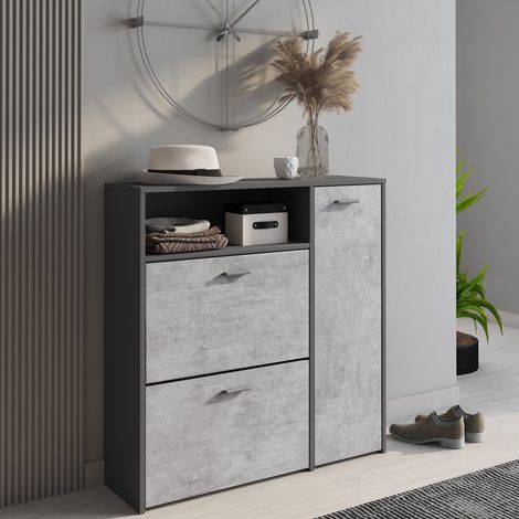 Mobile da Ingresso - 04-mag Paia 3 Ripiani, Nero Antracite, -, 91.5x26.6x94h cm Bartica (1/4)