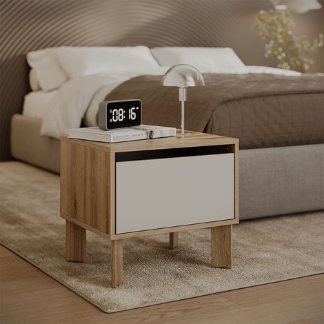 Comodino camera da letto Monti, Rovere Evoke/Cachemire, 48.2 x 44 cm con cassetto, Vicco (1/5)