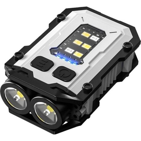 Torche LED Puissante Rechargeable, Lampe de Poche LED avec Lumière Rouge/Bleue, USB C, Étanche Lampe avec Clip & Aimant pour Extérieur & Urgence (1/5)