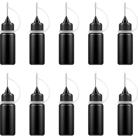 Flacon Pipette 10ml, Bouteille de Colle Vide avec Pointe d'Aiguille, Bouteille de Précision, Transparent Applicateur Flacon Plastique, Compte-Gouttes Outil pour Colle, Peinture, Encre, 10 Pièces (1/5)
