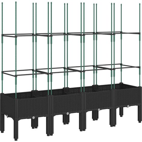Pflanzkübel mit schwarzem Rankgitter 160x40x142,5 cm PP