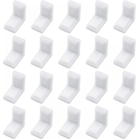 40pcs L Shape Corner Brackets with White Plastic Cover for Cabinet Shelf (1/5)