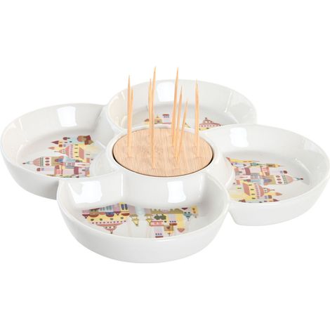 Set de Vorspeise dkd home decor naturrot mehrfarbig gres 22 x 22 x 7 cm cottage homes (1/3)