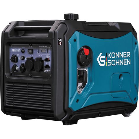 Könner & Söhnen Generatore Inverter KS 4000iE S – 4,4 kW, silenzioso, con Avviamento Elettrico e supporto ATS per emergenza domestica, campeggio e caldaie, conforme standard Euro 5, ruote incluse