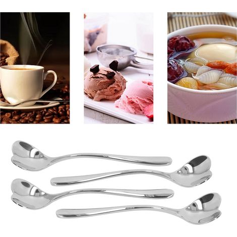 Cuillère à café en acier inoxydable en forme de cœur, cuillère à sucre pour dessert, cuillère à café (1/5)